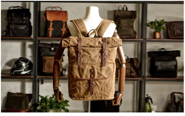 leather canvas backpack bags for school