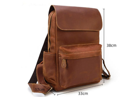 Distressed Leather Travel Backpack Purse