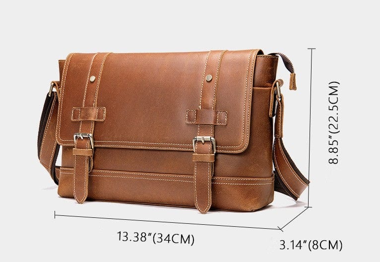 mens vintage leather messenger