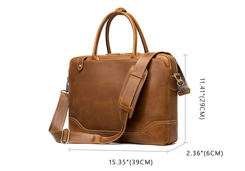 mens vintage leather messenger briefcase