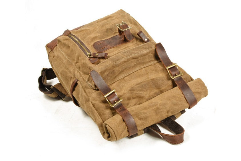 leather canvas backpack purse