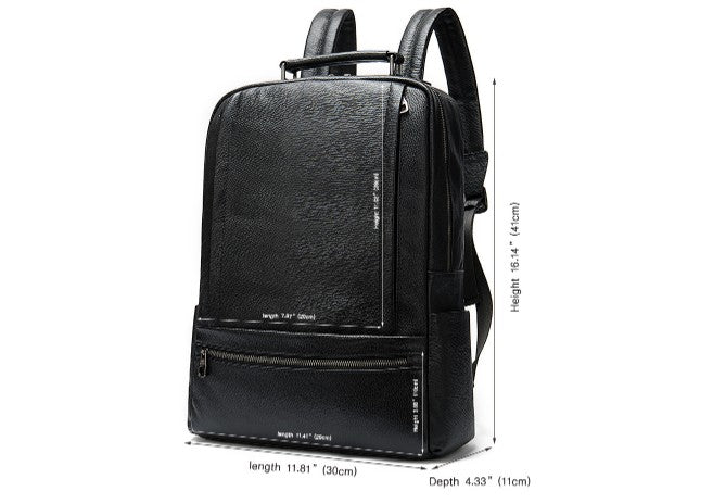 mens black leather backpack purse