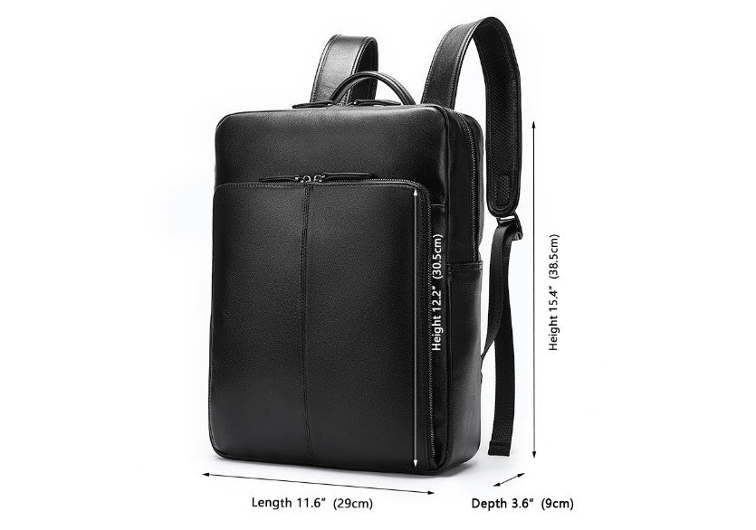 luxury black leather backpack mens