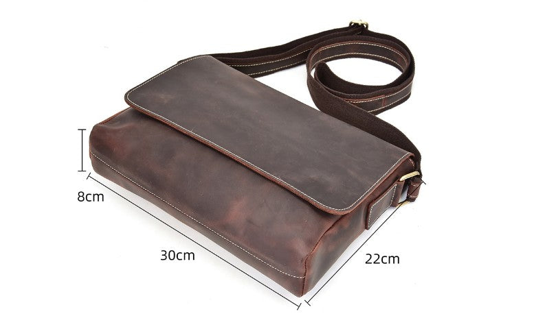 brown genuine leather messenger bag