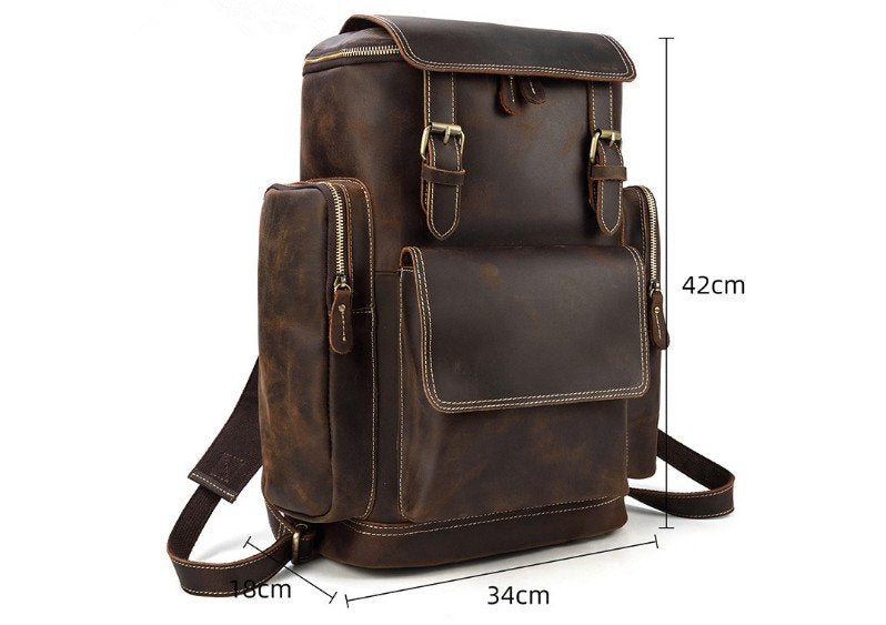 brown mens designer leather backpack purse