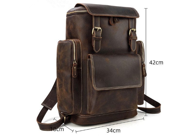 brauner Designer-Rucksack aus Leder für Herren