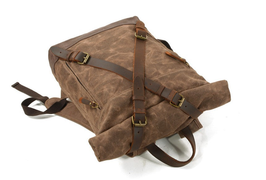 Stylish Women's Brown Canvas And Leather Backpack Purse Small Rucksack –  igemstonejewelry