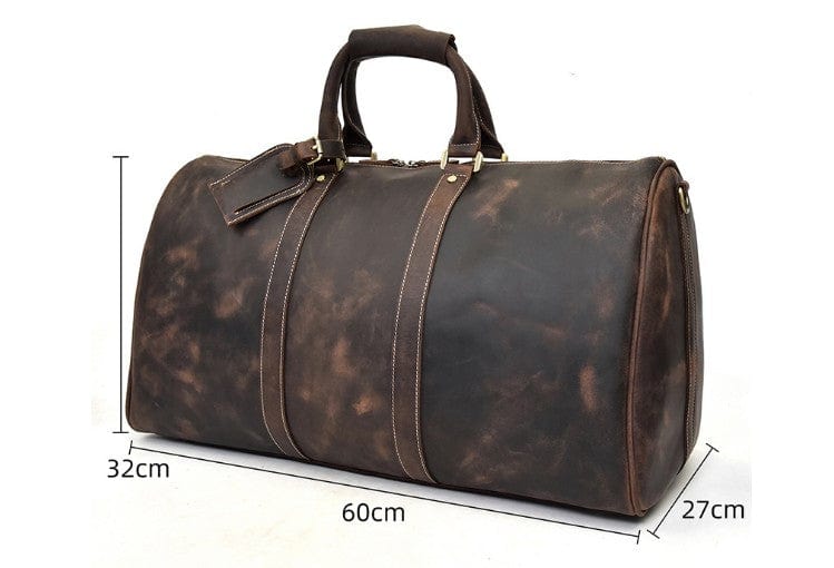 grand sac week-end en cuir couleur marron