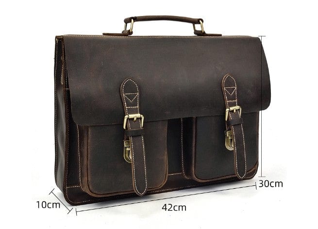 Messenger-Laptoptasche aus braunem Leder in Distressed-Optik