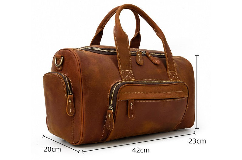 mens leather travel luggage bag duffel for weekend