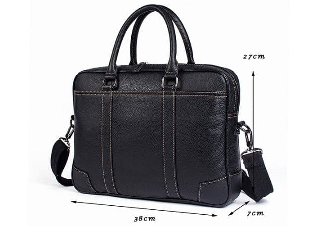 black leather messenger bag