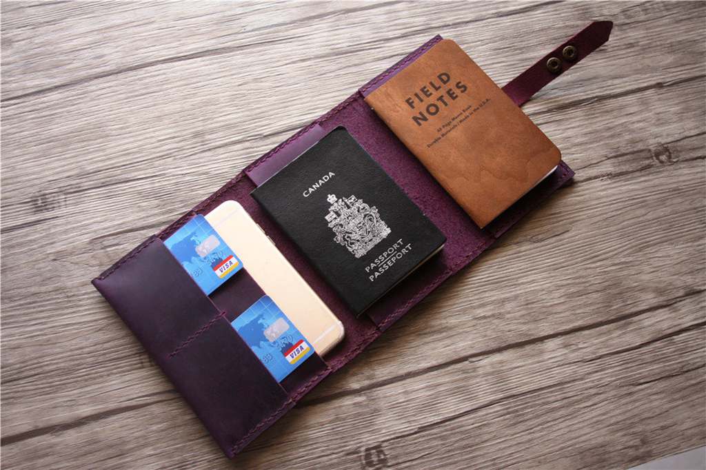 Monogrammed Passport Cover Leather Wallet