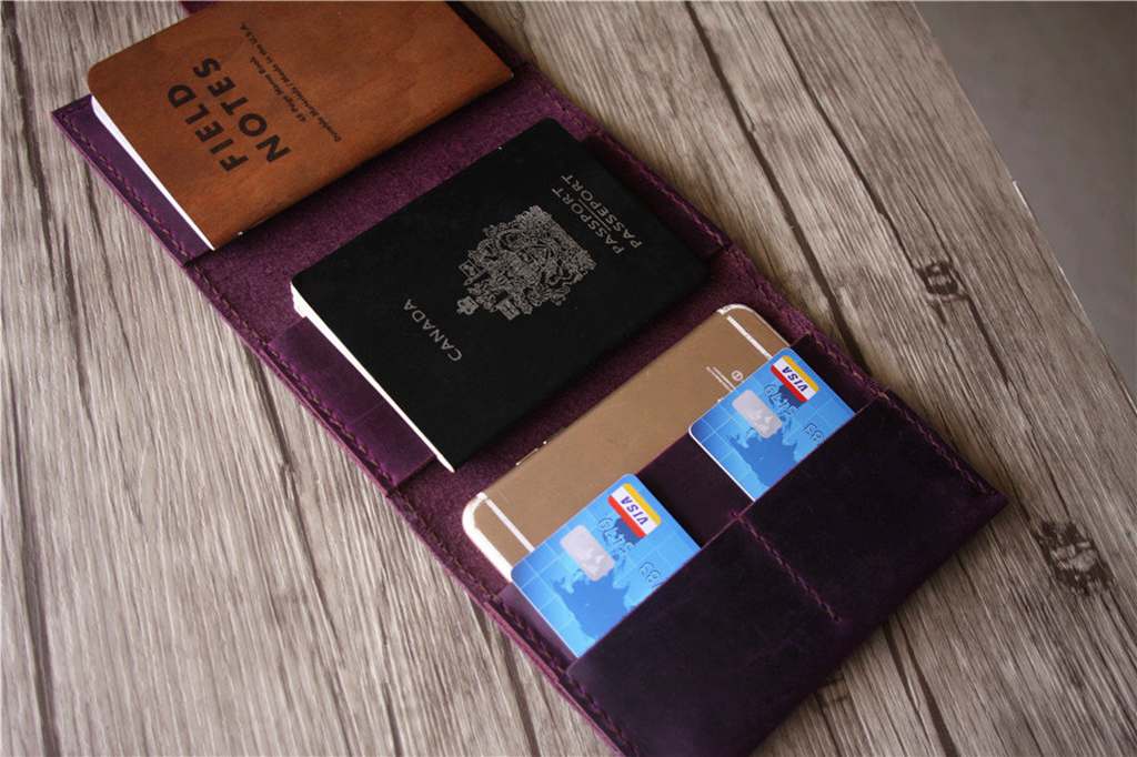 Porte-monnaie en cuir pour passeport de voyage