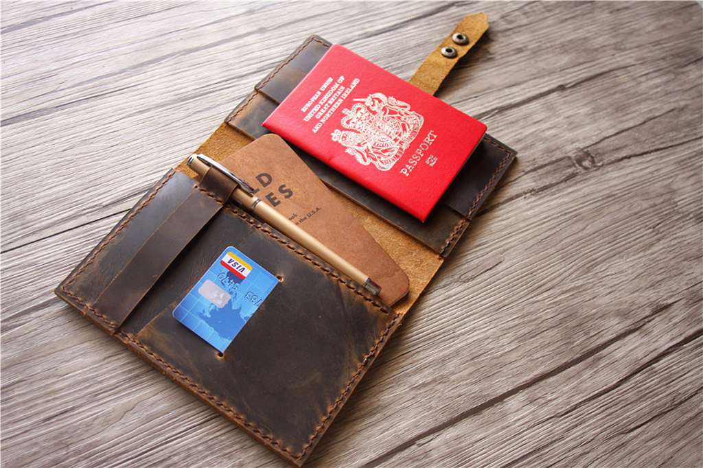 Portefeuille en cuir pour ordinateur portable avec couverture de passeport