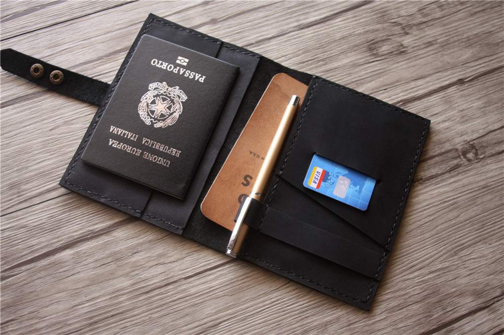Leather Mens Passport Holder Case