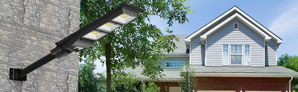 ENGREPO Solar Street Lights Outdoor 1500 Lumens 180 LEDs Security Flood Light Auto On/Off Dusk to Dawn and Motion Sensor for Yard, Garden, Street, Basketball Court.