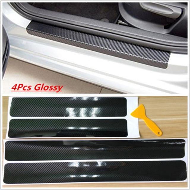 4/5PCS Carbon Fiber Car Door Plate Sill Scuff Cover Anti Scratch Sticker