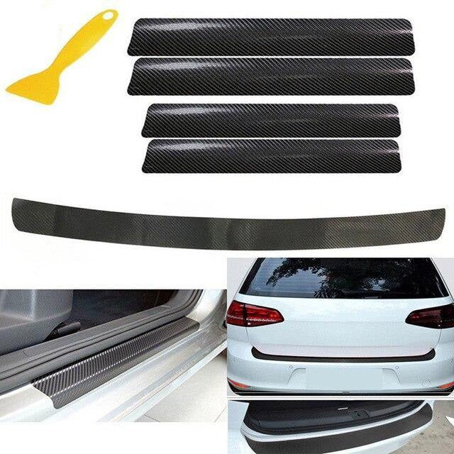 4/5PCS Carbon Fiber Car Door Plate Sill Scuff Cover Anti Scratch Sticker