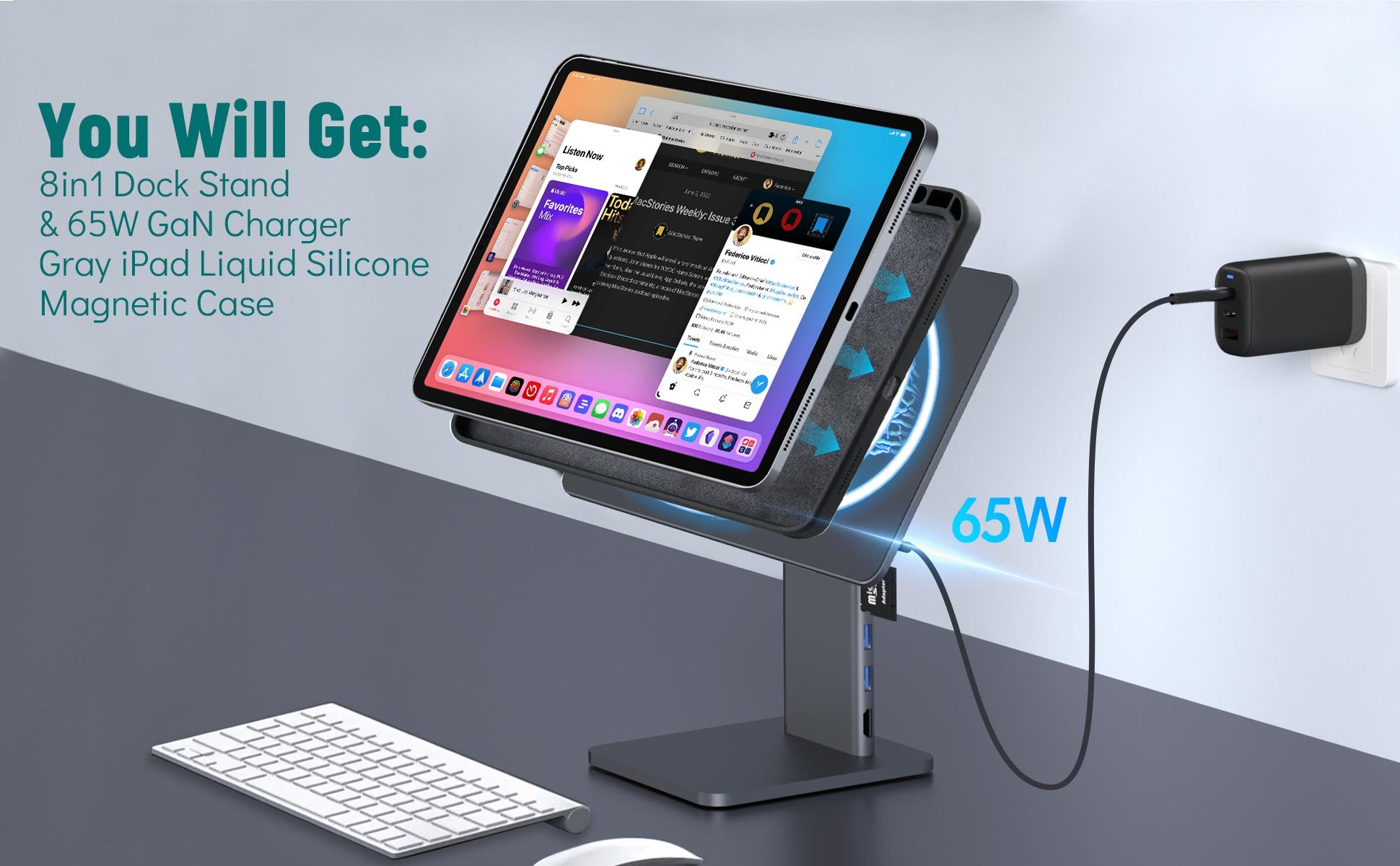 구매 시 iPad 및 65WGaN 플러그용 자성 액체 실리콘 케이스