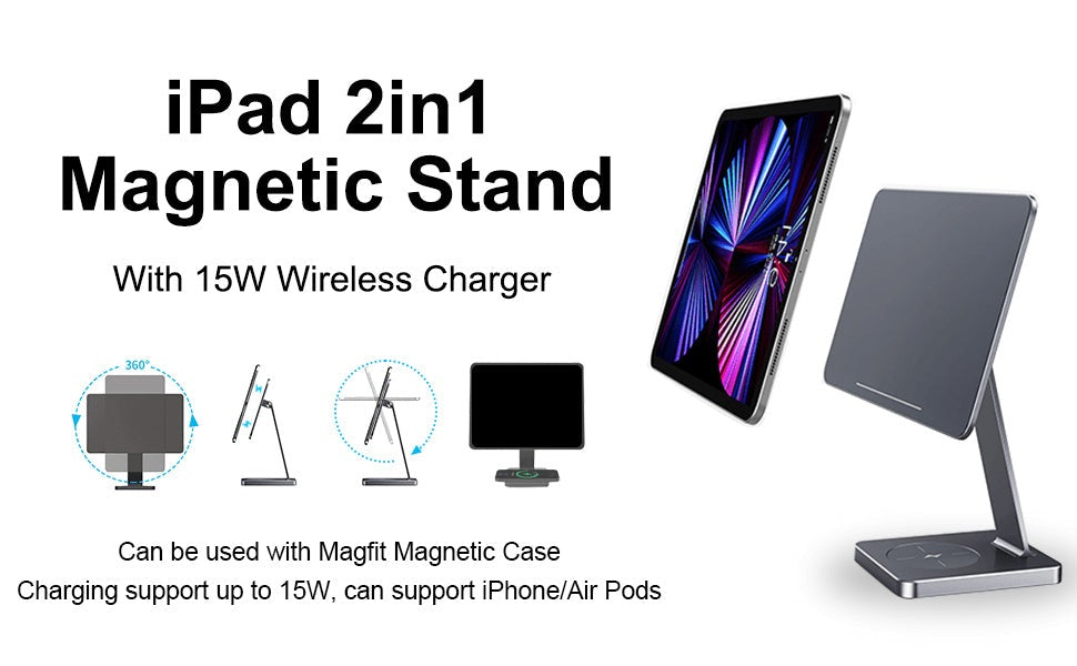 Best-iPad-magneitic-stand-2in1-stand-with-15w-charger