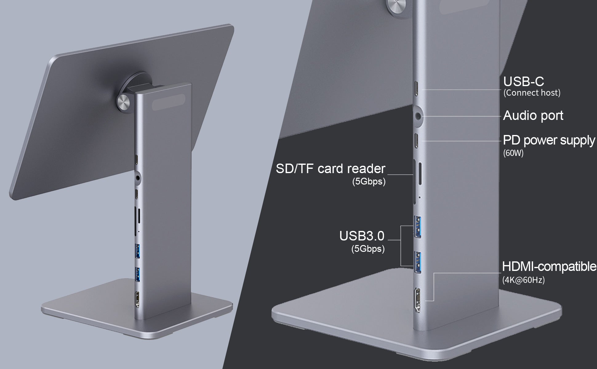 iPad-dock-stand-with-8in1-pd60w-4k60hz-usb3.0-tf-sd