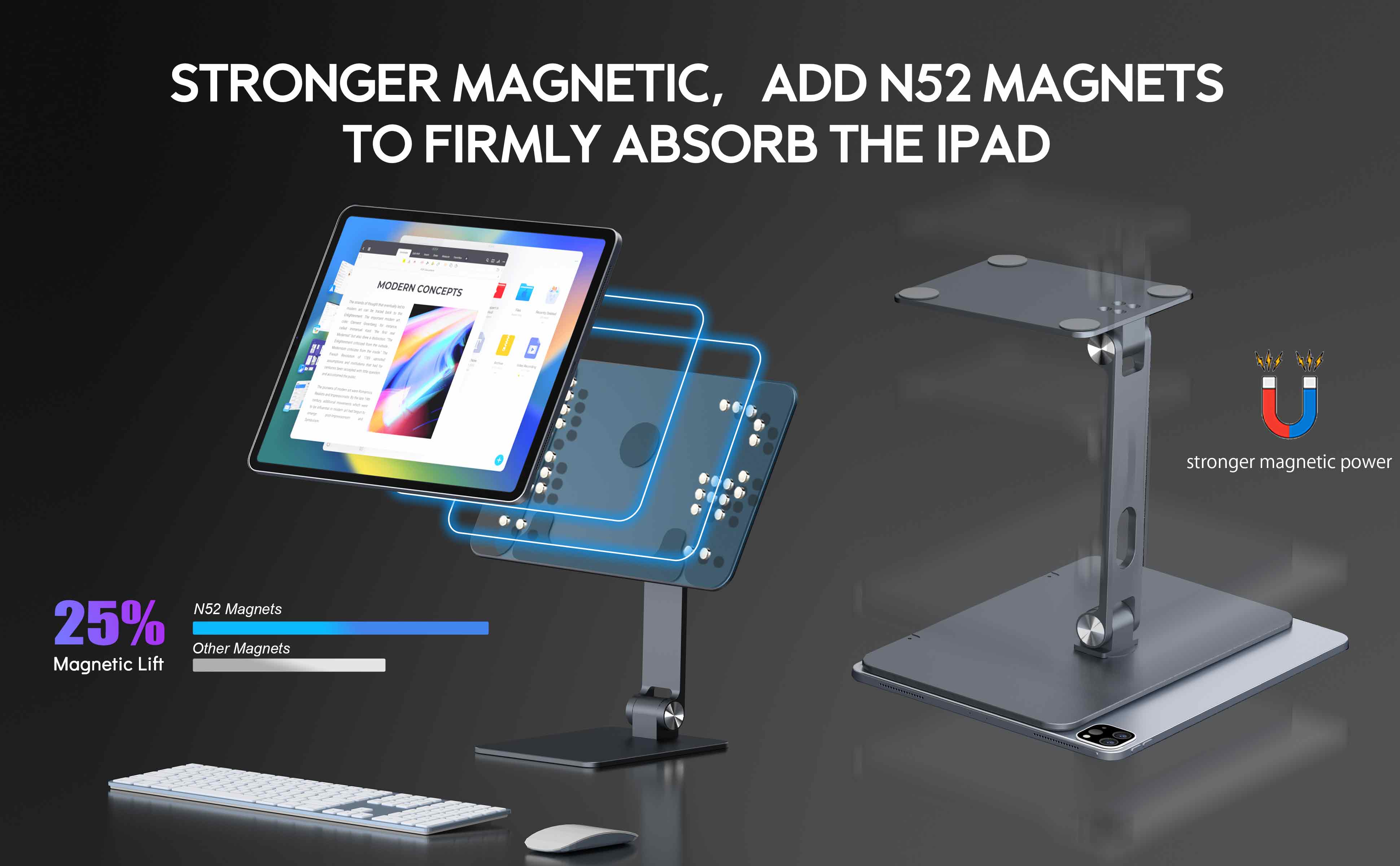iPad-마그네틱 스탠드 플러스-더 강한-자석-iPad를 완벽하게 고정
