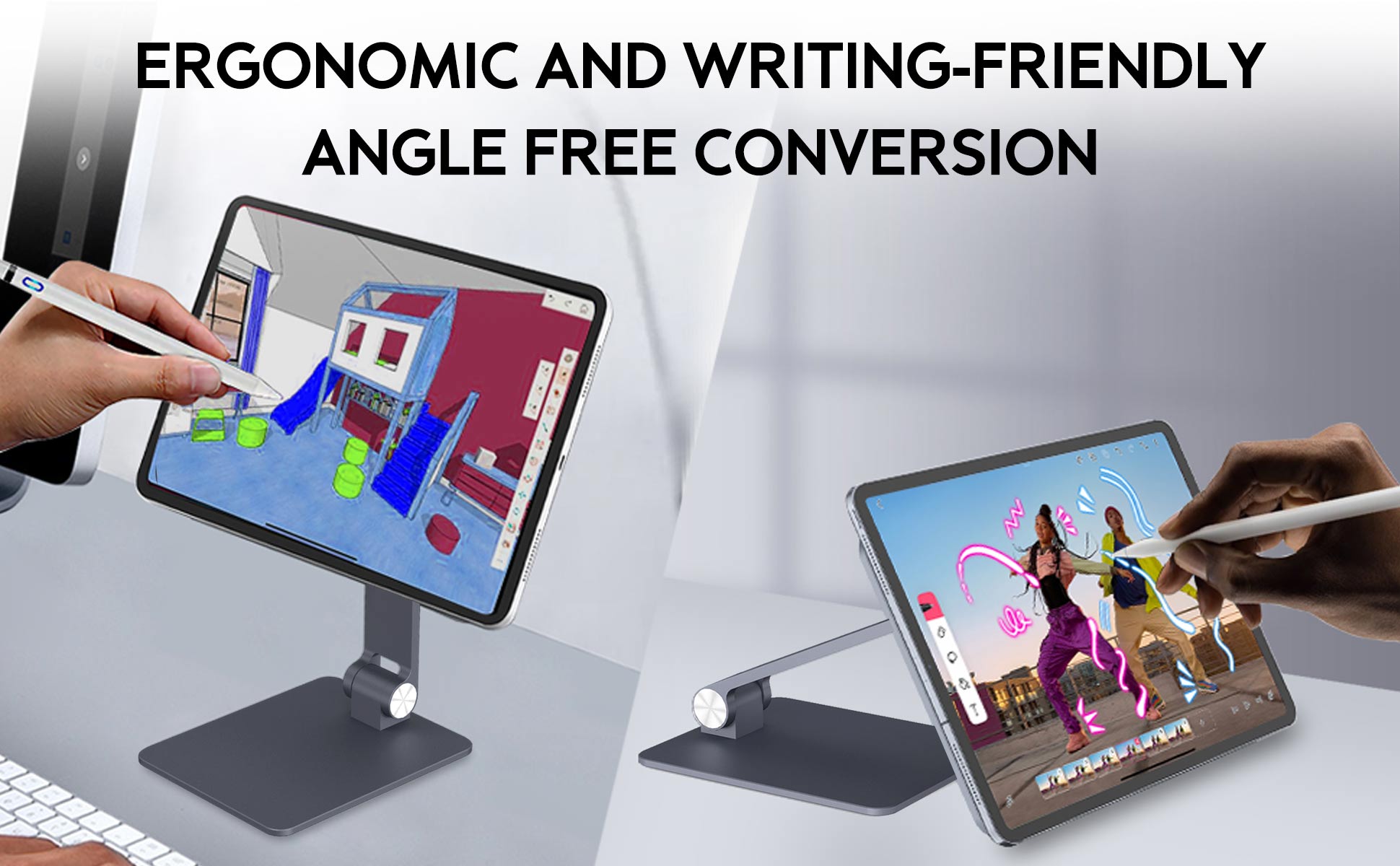 iPad-magnetic-stand-provides-ergonomic-height-and-friendly-writing-angle