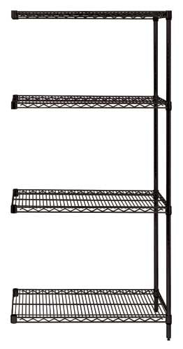 Quantum Foodservice AD86-3648BK Epoxy Coated, Black Wire Shelving Add-On Kit - 48