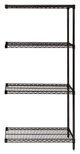 Quantum Foodservice AD74-2448BK Epoxy Coated, Black Wire Shelving Add-On Kit - 48