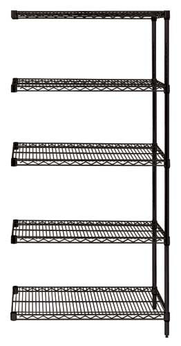 Quantum Foodservice AD86-1854BK-5 Epoxy Coated, Black Wire Shelving Add-On Kit - 54