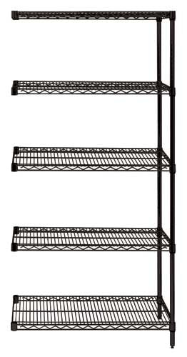 Quantum Foodservice AD74-2154BK-5 Epoxy Coated, Black Wire Shelving Add-On Kit - 54