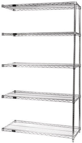 Quantum Foodservice AD54-1236C-5 Chrome Wire Shelving Add-On Kit - 36