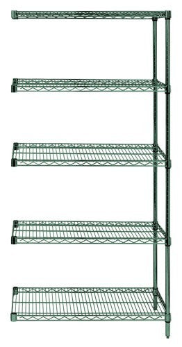 Quantum Foodservice AD86-1836P-5 Epoxy Coated, Green Wire Shelving Add-On Kit - 36