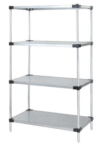 Quantum Foodservice WR54-2442SG Galvanized Solid Shelving Starter Kit - 42