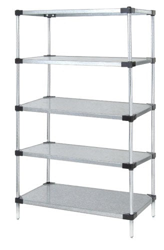 Quantum Foodservice WR63-2124SG-5 Galvanized Solid Shelving Starter Kit - 24