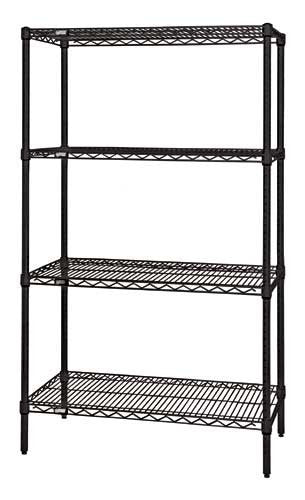 Quantum Foodservice WR54-1260BK Epoxy Coated, Black Wire Shelving Starter Kit - 60