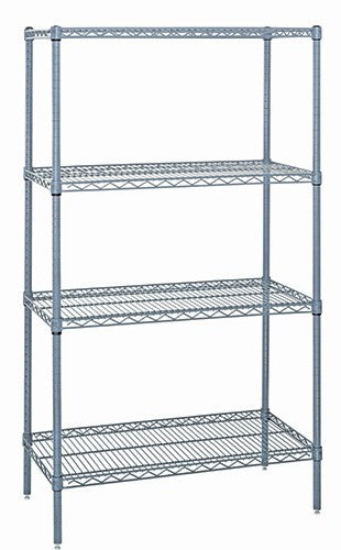 Quantum Foodservice WR63-1824GY Epoxy Coated, Gray Wire Shelving Starter Kit - 24