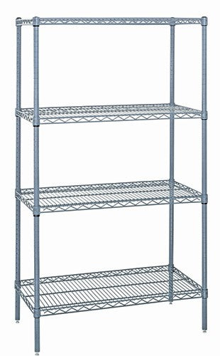 Quantum Foodservice WR54-2160GY Epoxy Coated, Gray Wire Shelving Starter Kit - 60