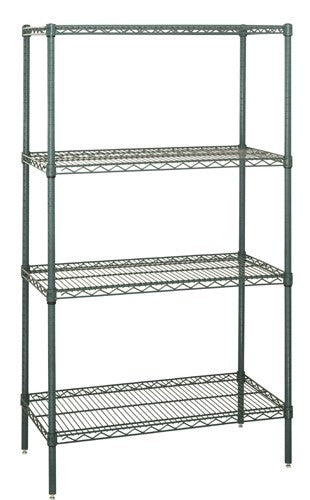Quantum Foodservice WR74-1454P Epoxy Coated, Green Wire Shelving Starter Kit - 54