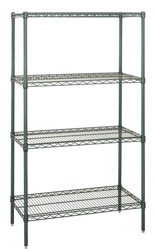 Quantum Foodservice WR63-3048P Epoxy Coated, Green Wire Shelving Starter Kit - 48