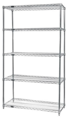 Quantum Foodservice WR74-2472C-5 Chrome Wire Shelving Starter Kit - 72