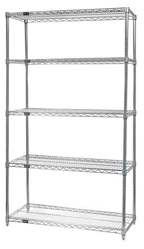 Quantum Foodservice WR54-1836C-5 Chrome Wire Shelving Starter Kit - 36