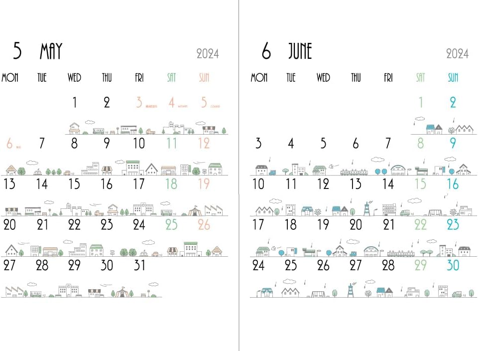 Hagoromo 2-Month Separate Wall Calendar - Illustration - CL24-0686