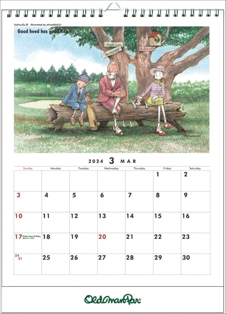 Hagoromo Oldman Par 2024 Wall Calendar CL24-0496