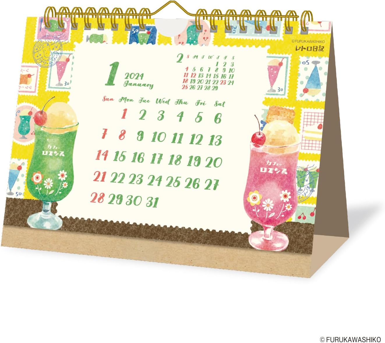 New Japan Calendar 2024 Desk Calendar Furukawashiko Retro Diary NK4106