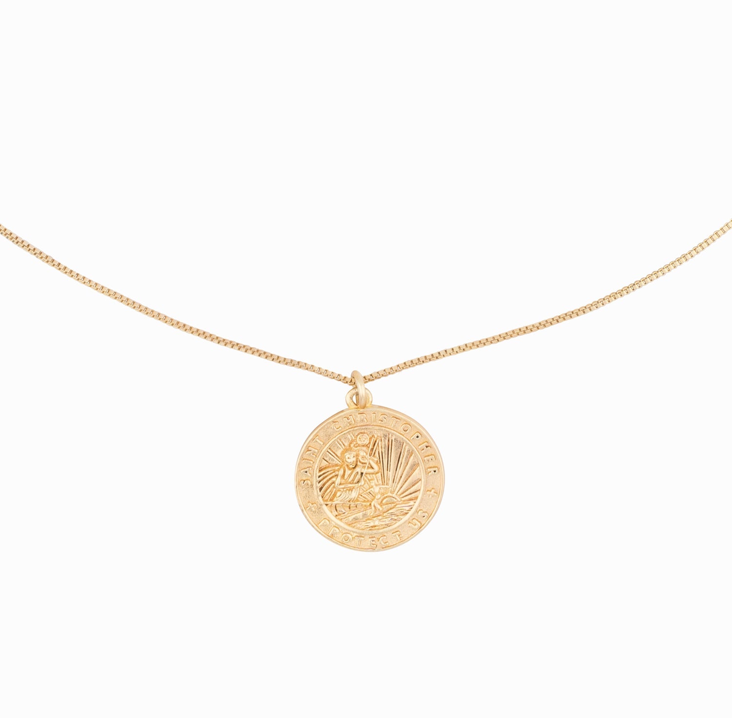  Get Back St. Christopher Gold Medallion Necklace 