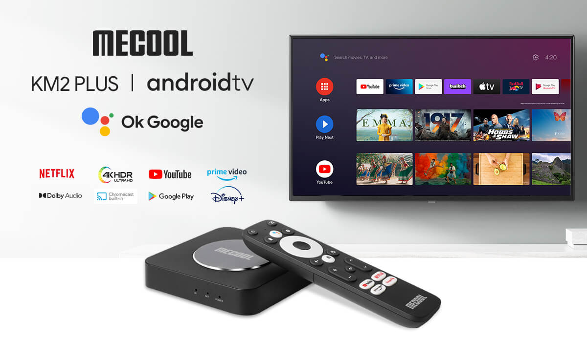 Tv Box Smart 4K Mecool KM2 plus Televisión inteligente Amlogic S905X4 ATV 2  + 16G Android11.0 Netflix HDR Dolby