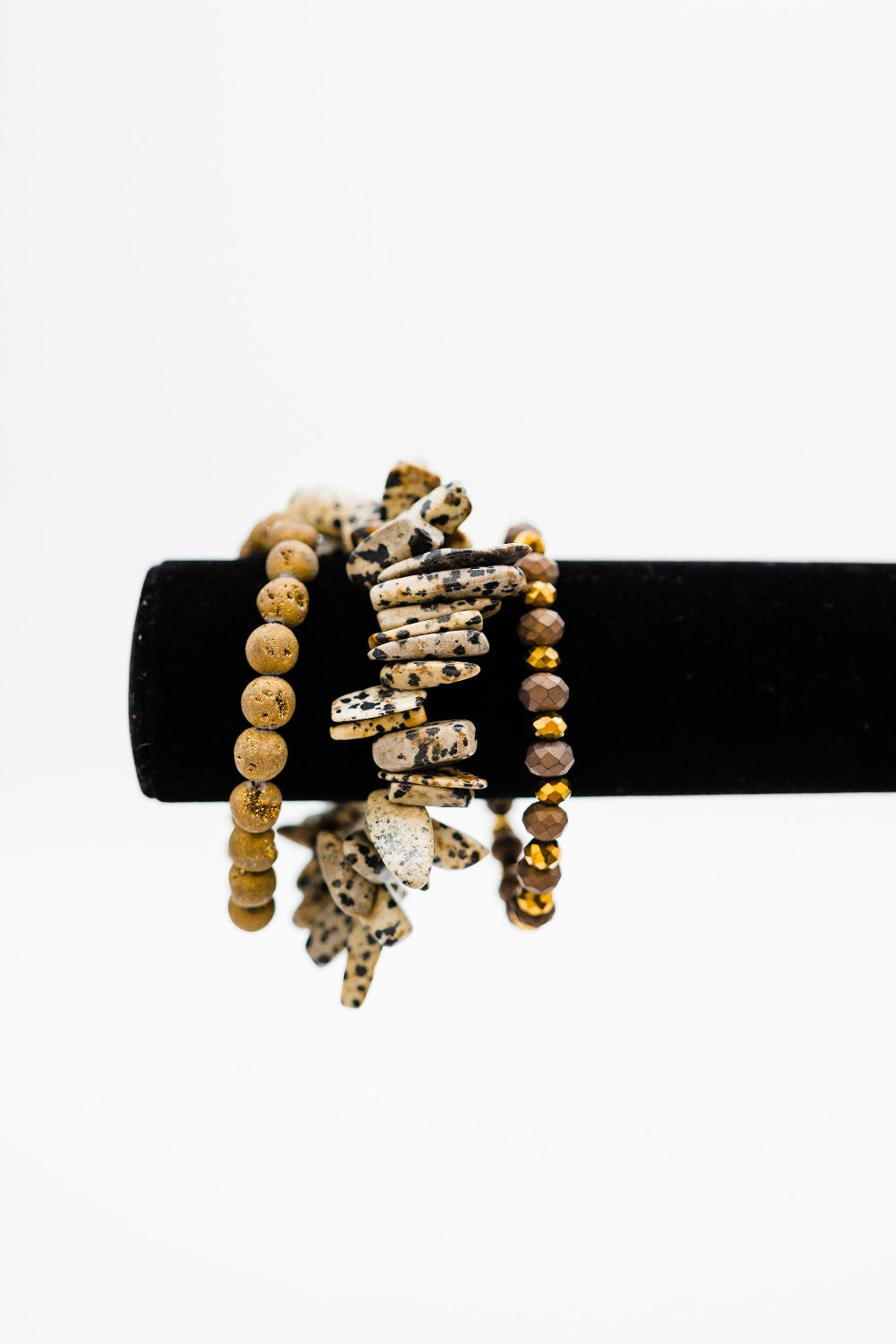 milena bead + stone bracelet stack