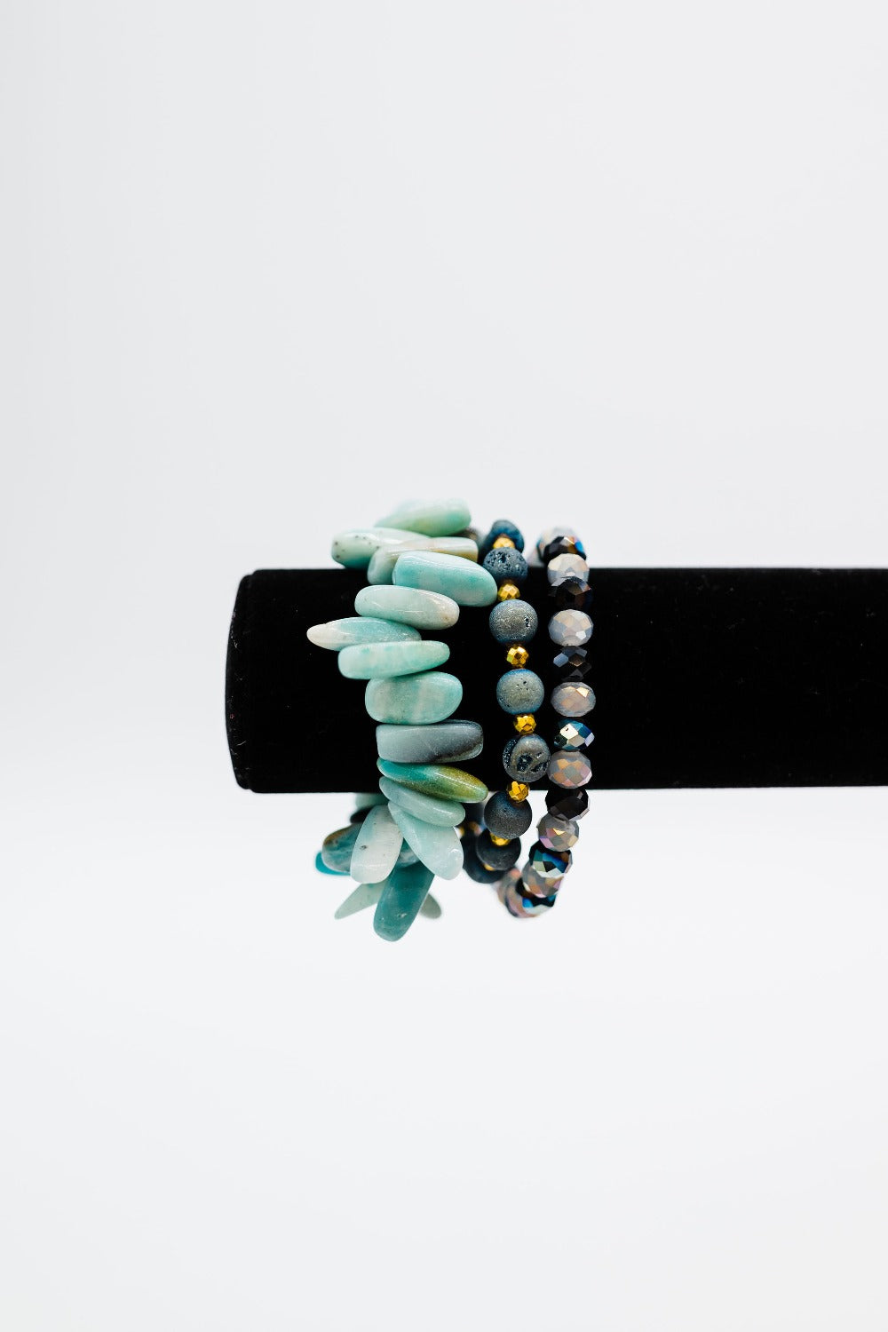 milena bead + stone bracelet stack