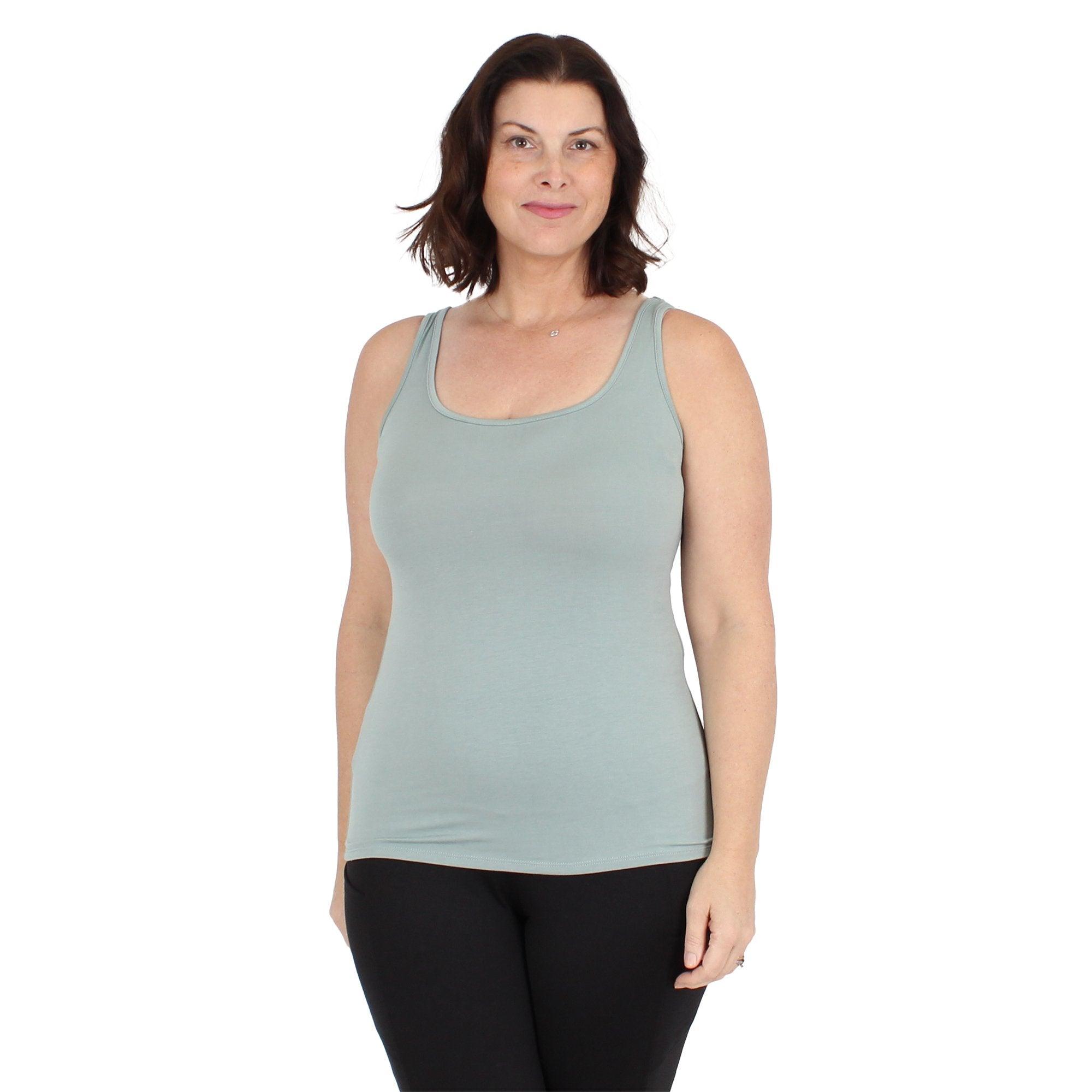 Lux Cotton Modal Tank Top | Green Dusty